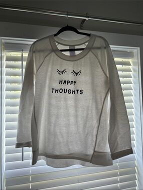Secret Treasures White "Happy Thoughts" Crewneck Sweater